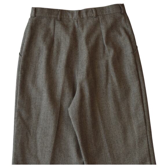 Vintage Dark Wool Microplaid Cropped Pleated Trousers Size 8 - 100% Merino Wool - Picture 6 of 7